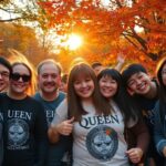 Fans in autumn attire celebrating Queen in Japan.