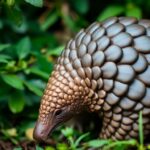 Close-up of a pangolin in natural habitat.