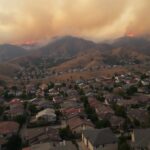 Aerial view of L.A. fires and displaced homes.