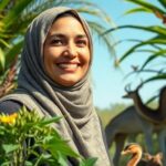 Razan Khalifa Al Mubarak standing in a green landscape.