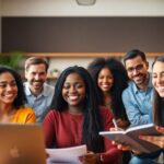 Diverse individuals participating in an engaging webinar session.