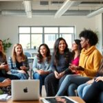 Diverse women and advisors collaborating on gender equality initiatives.