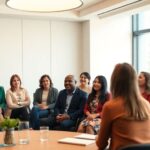 Diverse leaders in a conference room discussing diabetes.