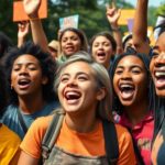 Youth activists rallying together for social change.