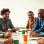 Diverse group of people collaborating on wage policy solutions.