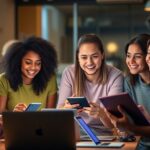 Diverse group discussing digital rights in a modern workspace.