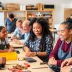 Diverse individuals with disabilities engaged in skills training activities.