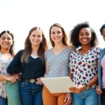 Diverse women engaged in various empowering activities outdoors.