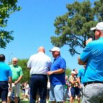 Golfers playing at a charity tournament for housing.