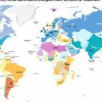 Colorful world map indicating corruption levels by country.