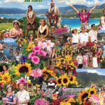 Collage of Hawaiian culture and diverse individuals celebrating language.