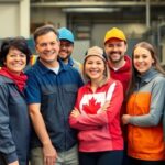Diverse Canadian workers united in a professional setting.