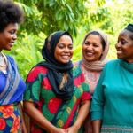 Diverse group of Kenyan women celebrating financial independence together.