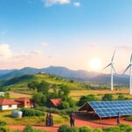 Renewable energy sources in Africa with solar and wind.