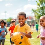 Diverse youth enjoying sports together in a sunny setting.