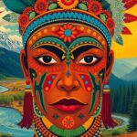 Vibrant indigenous portrait with rich traditional elements and natural ambiance.