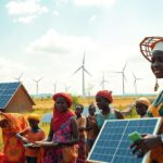 Diverse African communities benefiting from renewable energy sources.