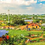 Renewable energy projects in Africa with solar and wind.
