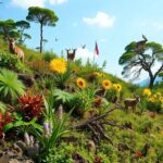 Vibrant landscape showcasing resilient ecosystems and diverse wildlife.