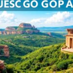 Colorful landscape of UNESCO Geoparks with geological formations.