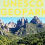 Dramatic landscape of a UNESCO Geopark with mountains.