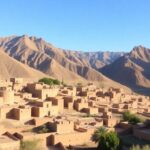 Traditional architecture of M'Zab Valley surrounded by mountains.