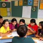 Students engaged in human rights education activities in Ecuador.