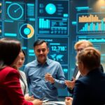 Policymakers discussing human capital data in a modern setting.