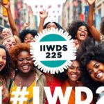 Diverse women celebrating unity and empowerment together outdoors.