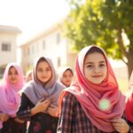 Afghan girls walking to school, embodying education rights.