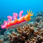 Colorful Spanish dancer sea slug in a coral reef.
