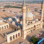 Aerial view of Al-Nouri Mosque during UNESCO event.
