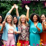 Diverse women celebrating unity and empowerment outdoors.