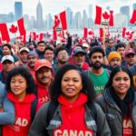 Workers united in solidarity during a rally in Canada.