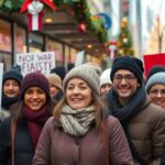 Toronto retail workers rallying in winter attire outdoors.