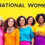 Diverse women standing together, smiling in solidarity.