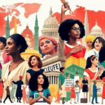 Diverse women celebrating unity and strength for gender equality.