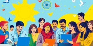Diverse individuals collaborating in education and research environments.