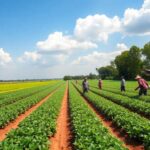 Green fields, healthy crops, diverse farmers.