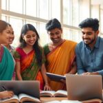 Students collaborating in a modern Indian university