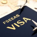 Passport, globe, and airplane miniatures.