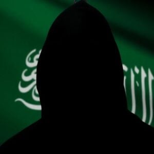 Saudi Arabia flag with executioner's hood.