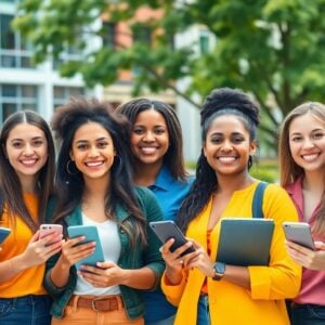 Group of diverse young Nigerian entrepreneurs smiling outdoors