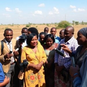 Journalists observe polio vaccination efforts in Africa.