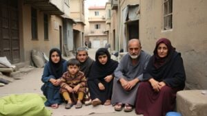 Iranian families in a modest urban neighborhood
