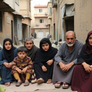 Iranian families in a modest urban neighborhood