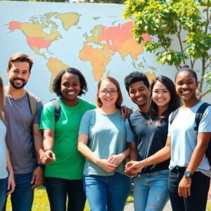 Young activists united for global poverty change outdoors